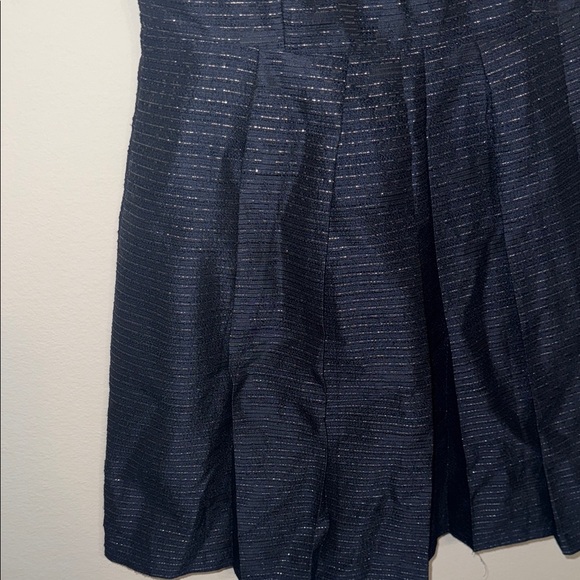 Tahari ASL Navy Blue Sleeveless Dress Metallic Silver w/ Embellished Neckline DD - Picture 4 of 7